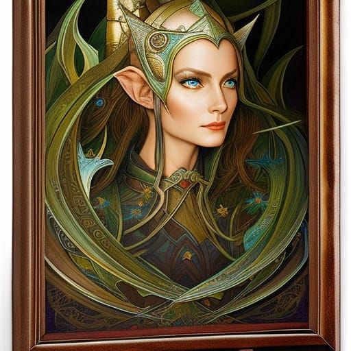 Elf Mage Portrait in Storybook Illustration Style