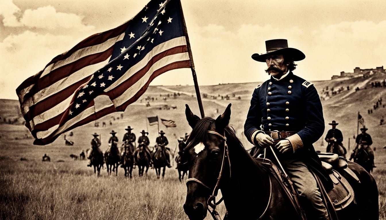 General Custer's Heroic Rally in Sepia Tone