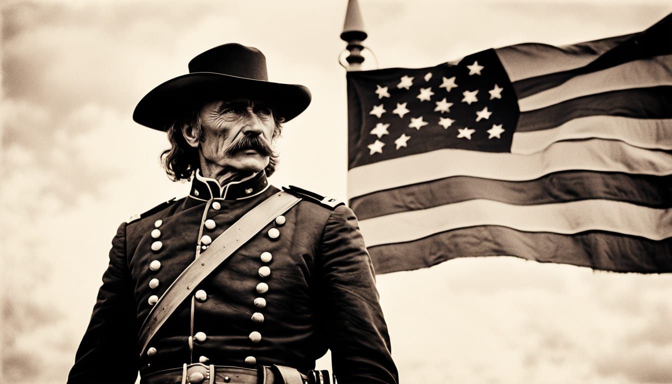 Timeless Sepia Tone Portrait of General Custer Rallying Cava...