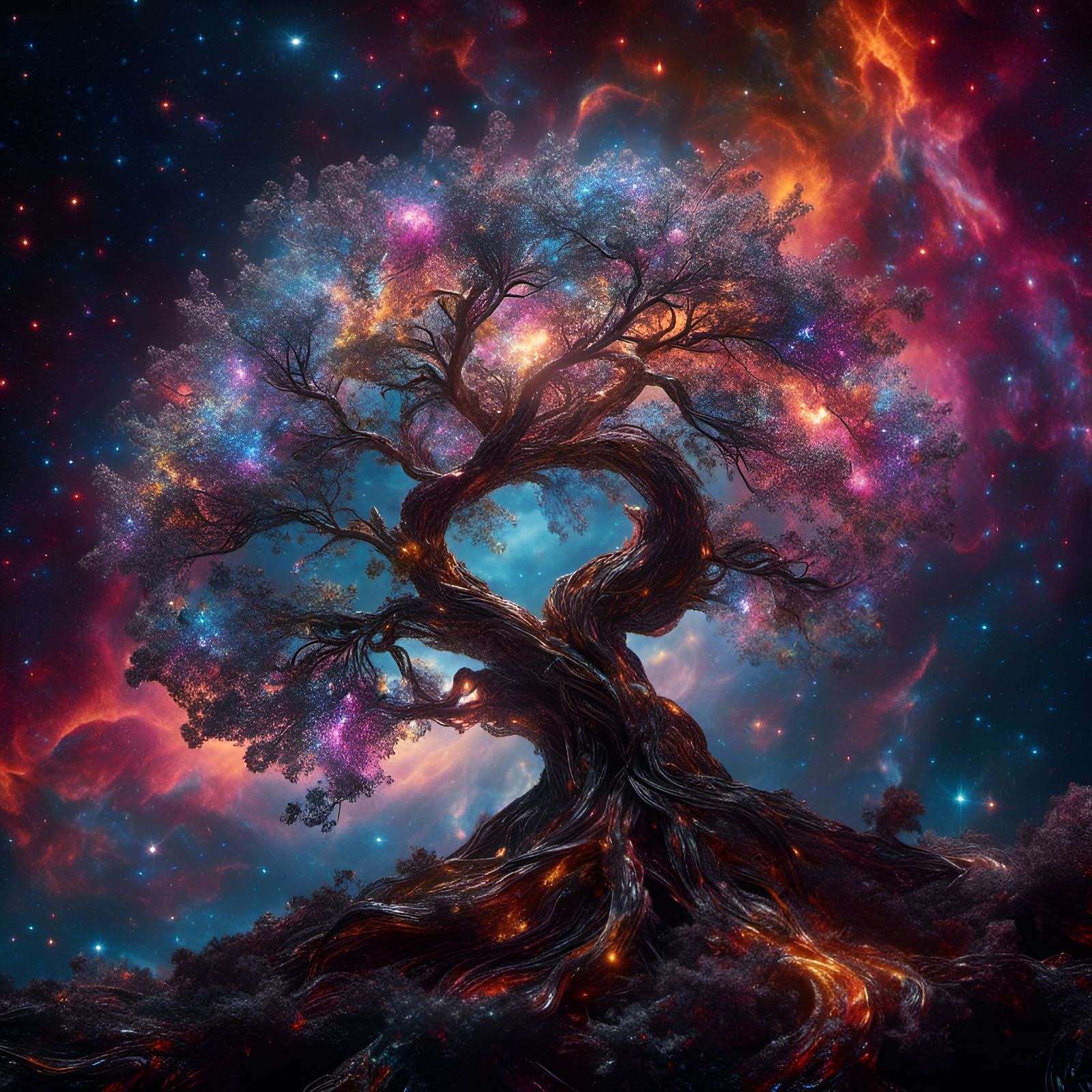 Crystal Ribbon Cosmic Tree