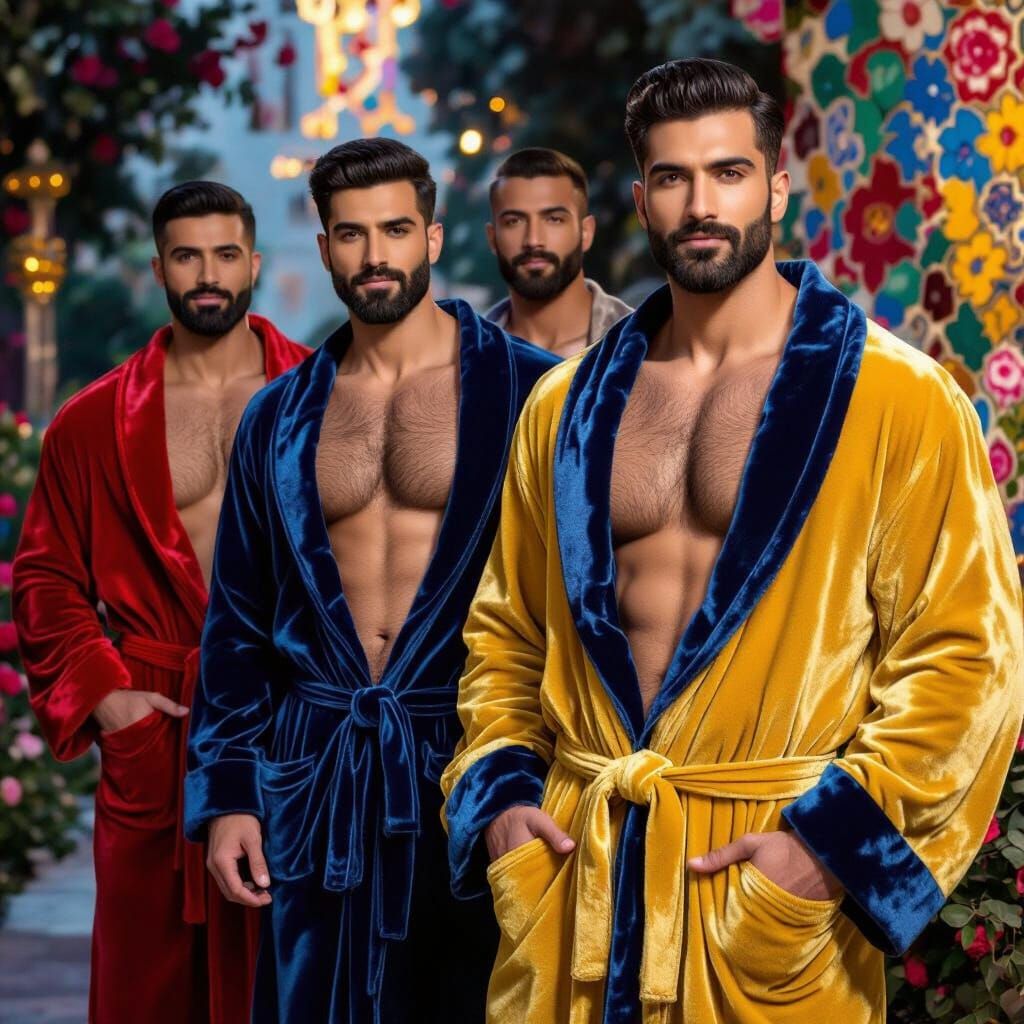 Four Handsome Men in Velvet Robes, Klimt Style