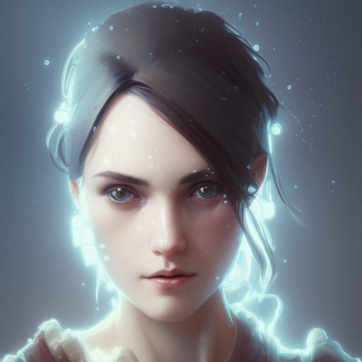 Detailed Lonely Heart Portrait in Art Nouveau Style