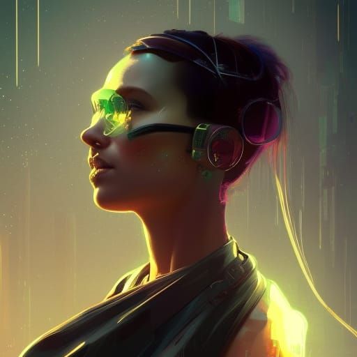 Pregnant Cyberpunk Portrait in Hyperdetailed 8k