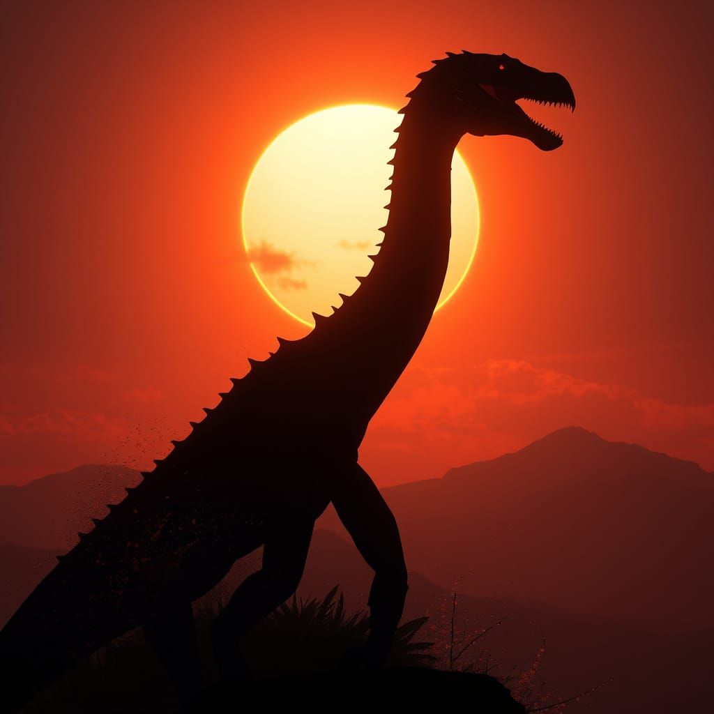 Fantastical Longneck Silhouette at Total Eclipse