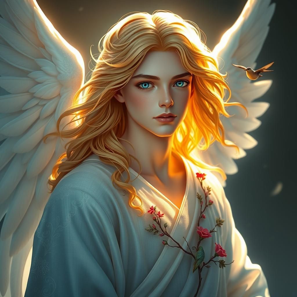 Angel Ariel in Art Nouveau Style with Ethereal Light