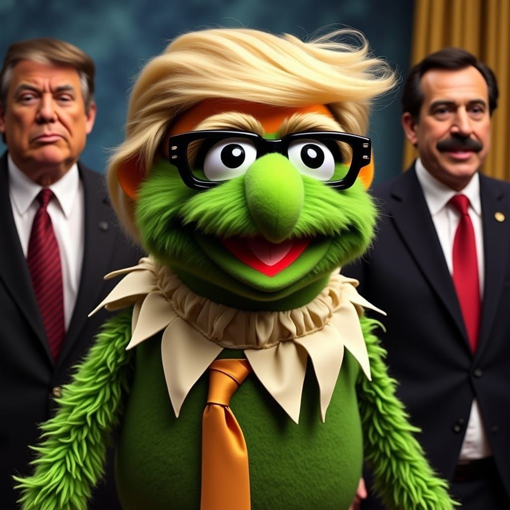 Trump as Kermit the Frog in Muppet Style