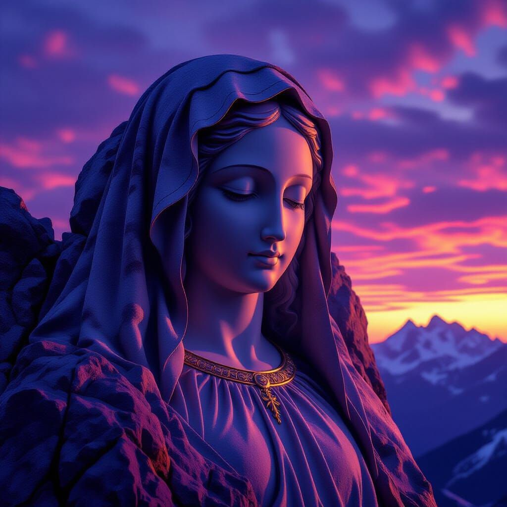 Madonna Mountain at Twilight: Epic Fantasy Illustration