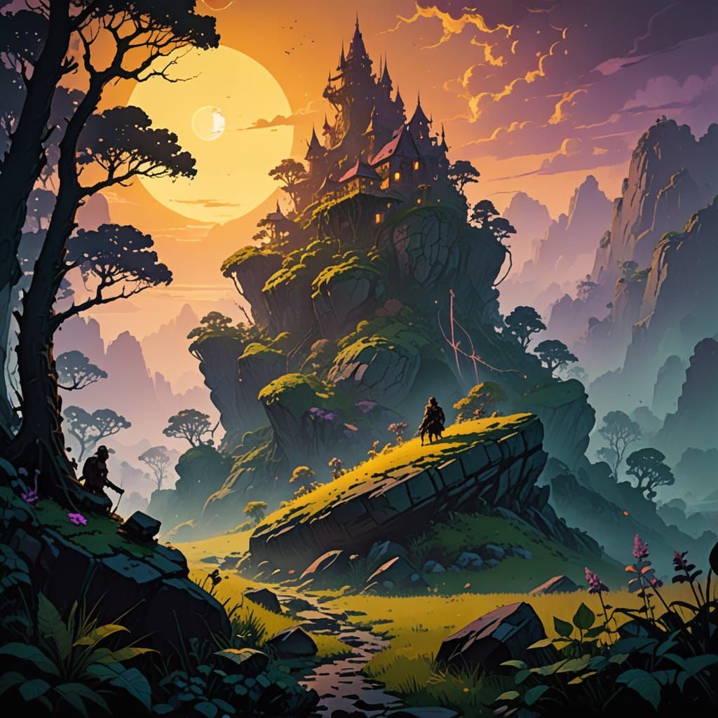 Grimdark Amethyst Landscape in Fantasy Art Style