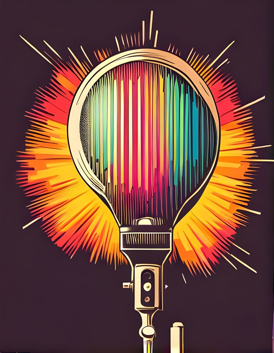 Microphone Sun in Vintage Pop Art Style