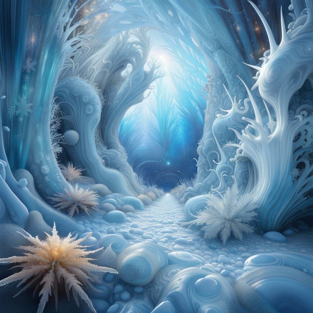 Ethereal Ice Age: Cosmic Frozen Landscape