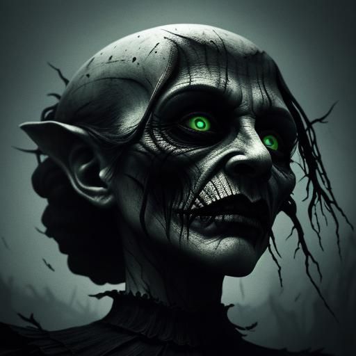 Grotesque Face Stares Back in Dark Fantasy Illustration