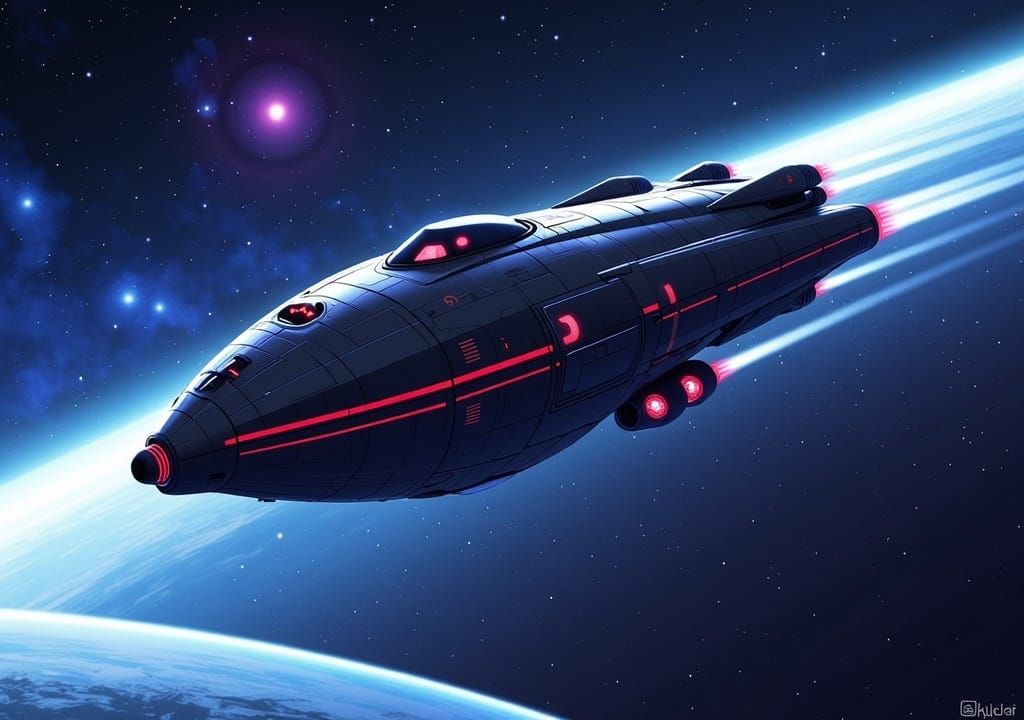 Blockade Runner Starship in Ultraminimalist Style