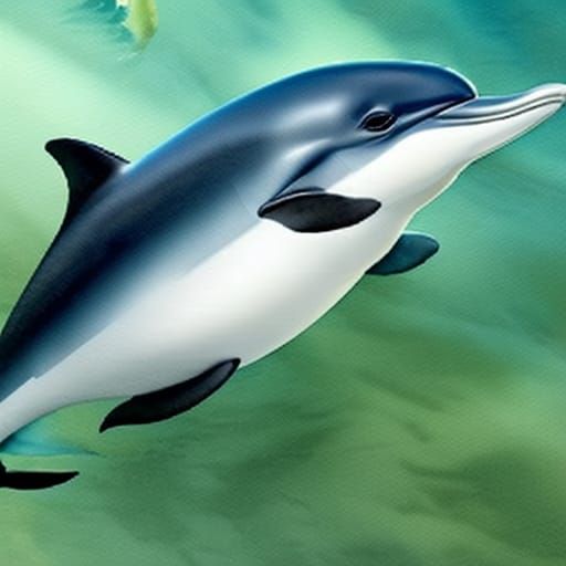 Ultrarealistic Super Cute Dolphin Watercolor Painting