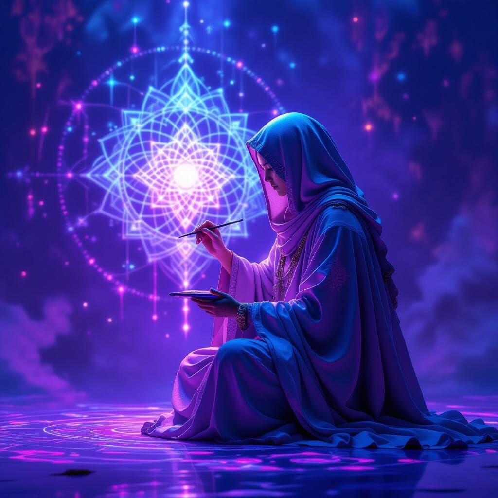 Luminous Being Painting Sacred Geometry in Digital Art