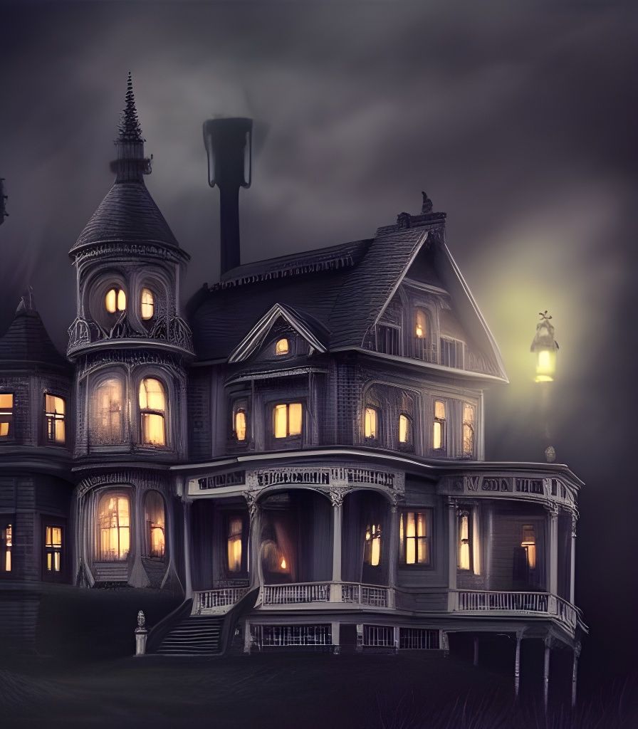 Terrifying Haunted House with Eyes as Windows