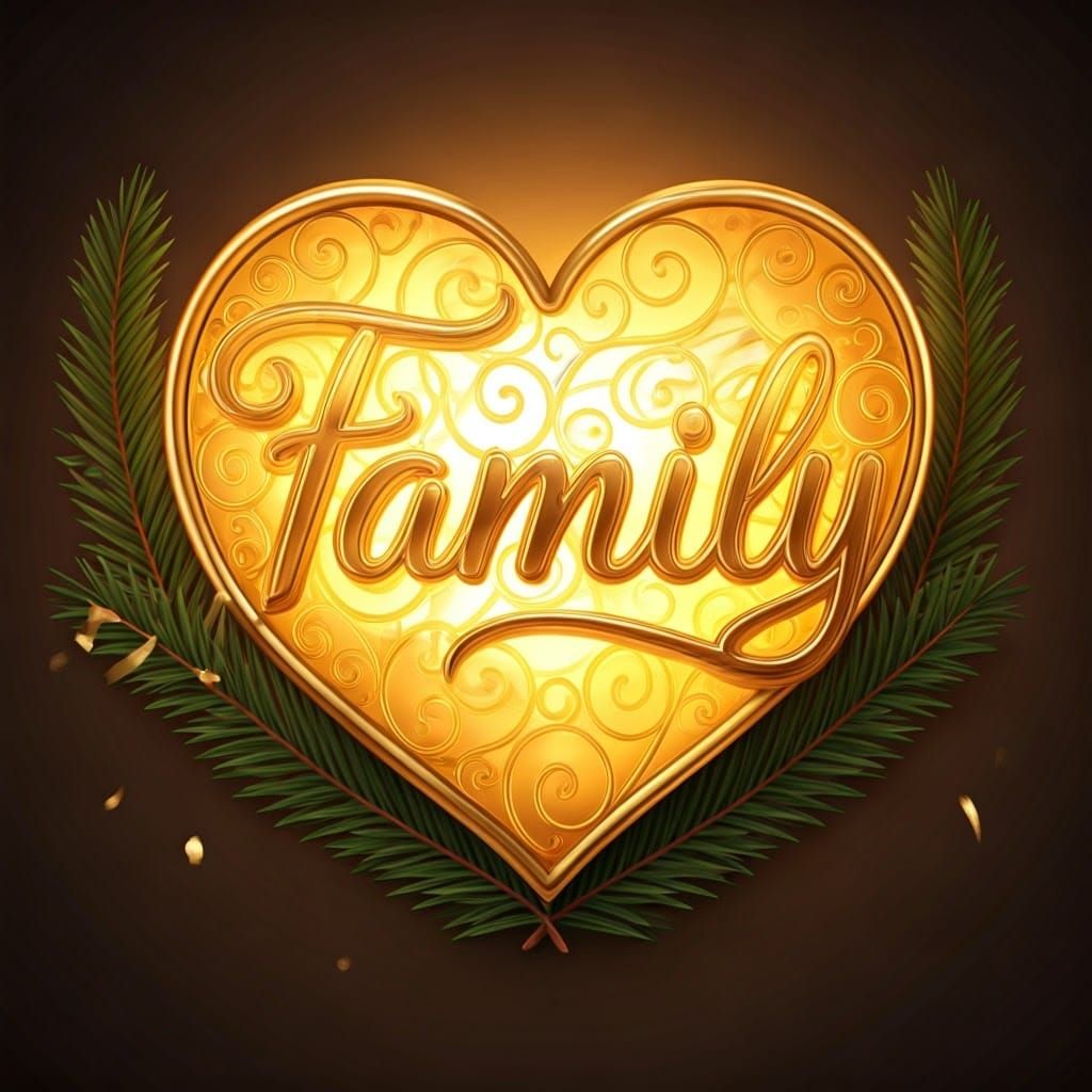 Golden Heart: Illuminated Family Love in Klimt Style