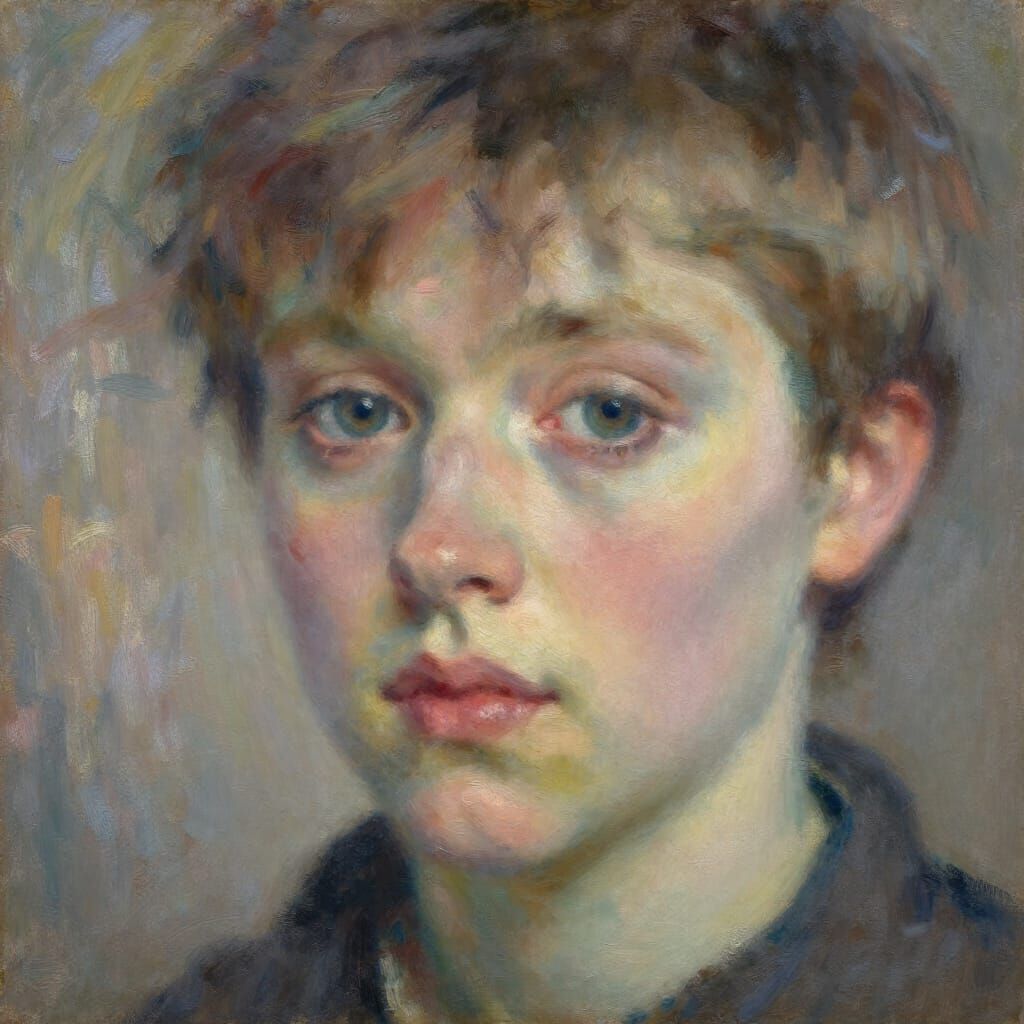 Impressionist Portrait Painting with Textured Brushstrokes