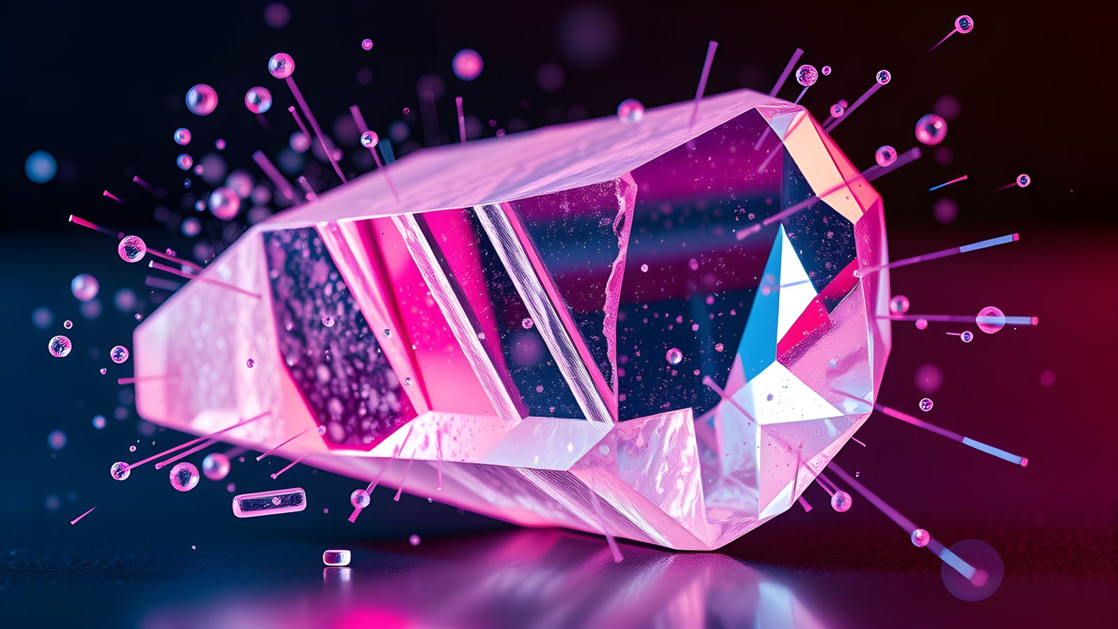 Macro Photo of Light Particles Colliding with Quartz Crystal