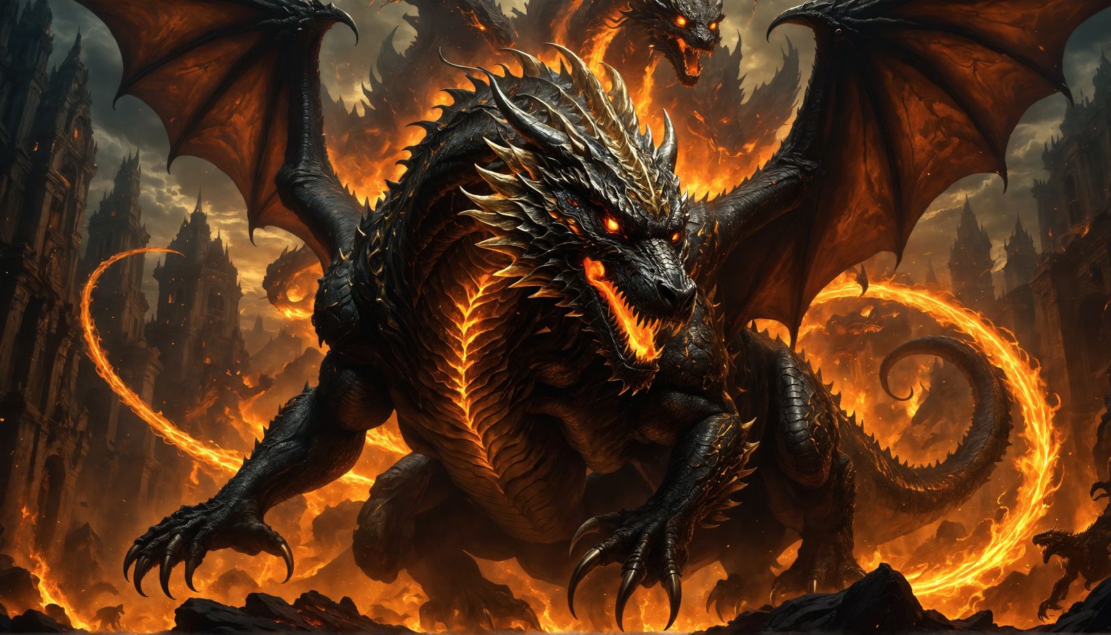 Dragon-Tiger Hybrid Descends into Hellish Abyss