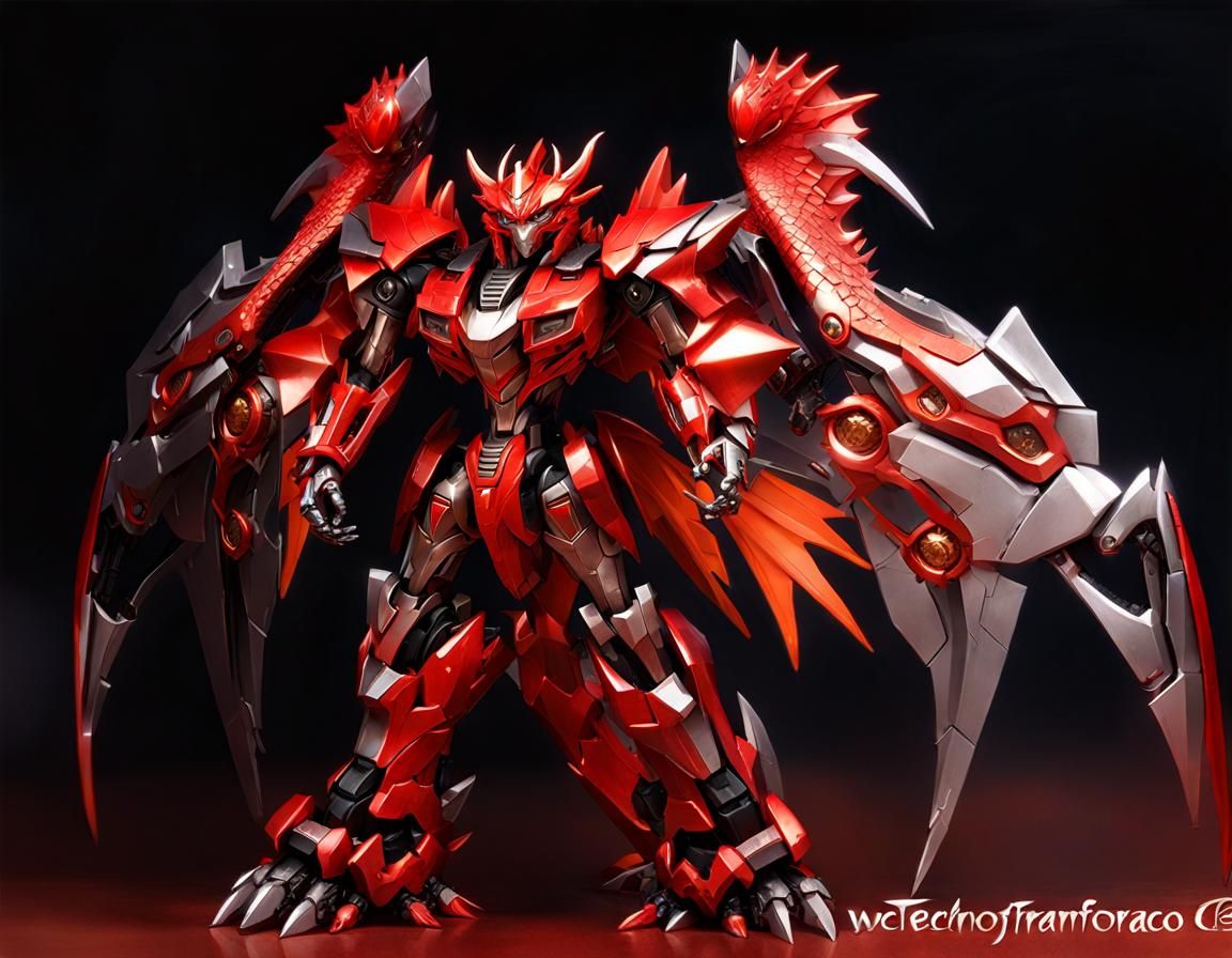 Metallic Dragon Transformer: Detailed 3D Rendering