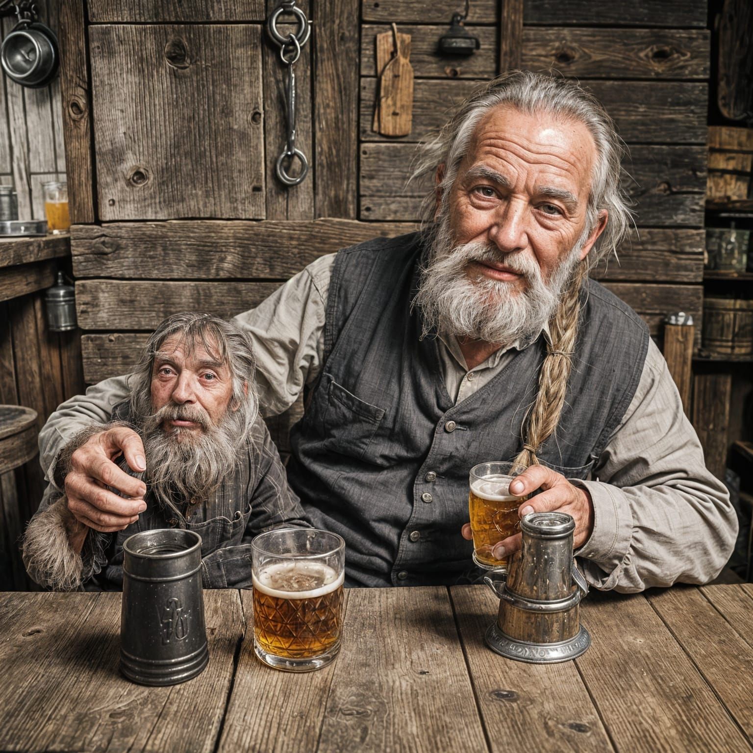 A tiny wizened old man and his miniature Cousin