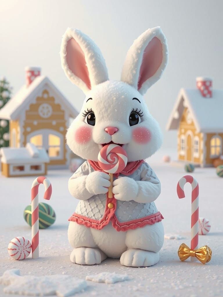 Adorable Kawaii Bunny in a Candy Wonderland