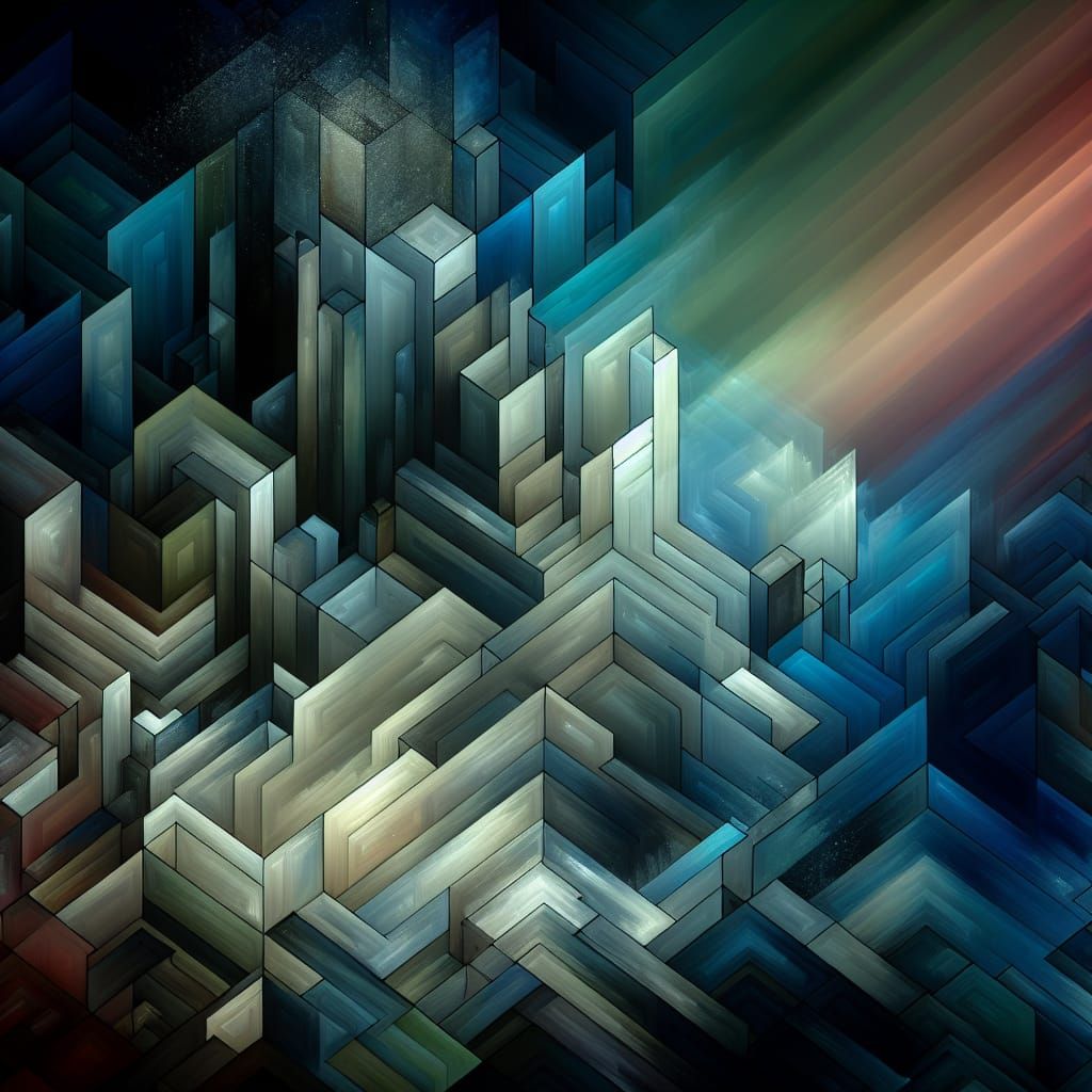 Geometric Abstract Digital Matte Painting in 16K