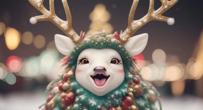 Hyperrealistic Hipster Deer in a Candy Dreamscape