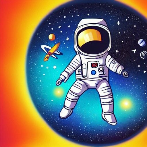 Astronaut Floating in Deep Space