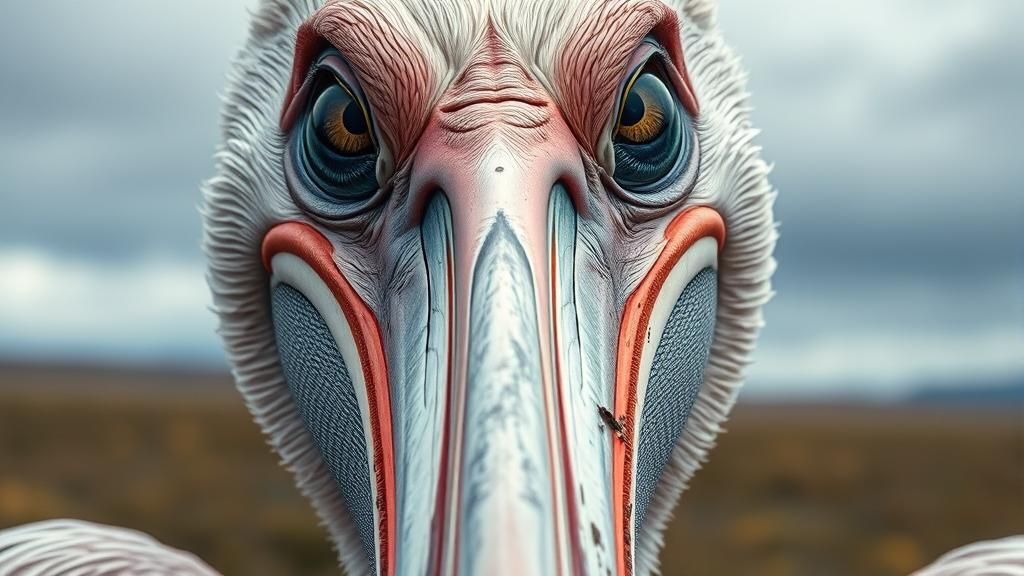 Monstrous Pelican with Crying Eyes on Mongolian Plain