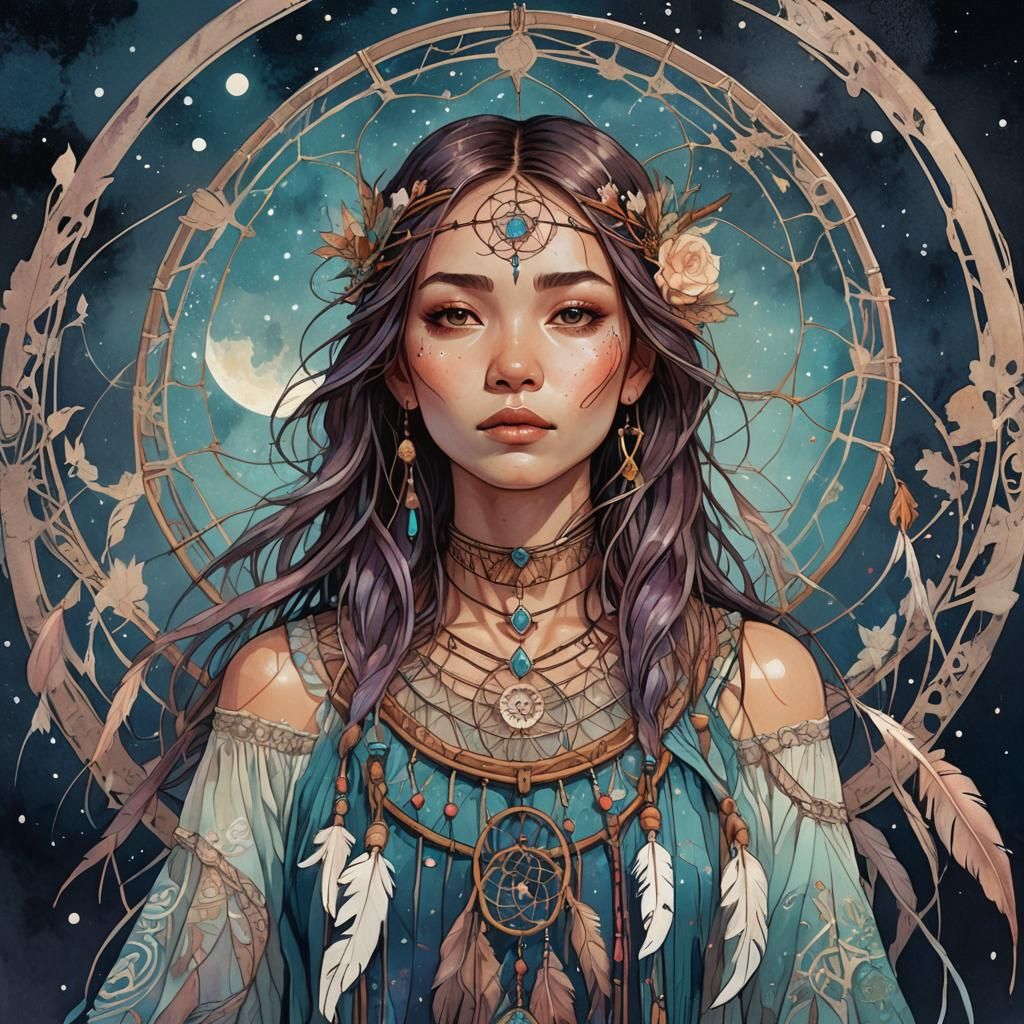 Girl with Dreamcatcher Digital Painting