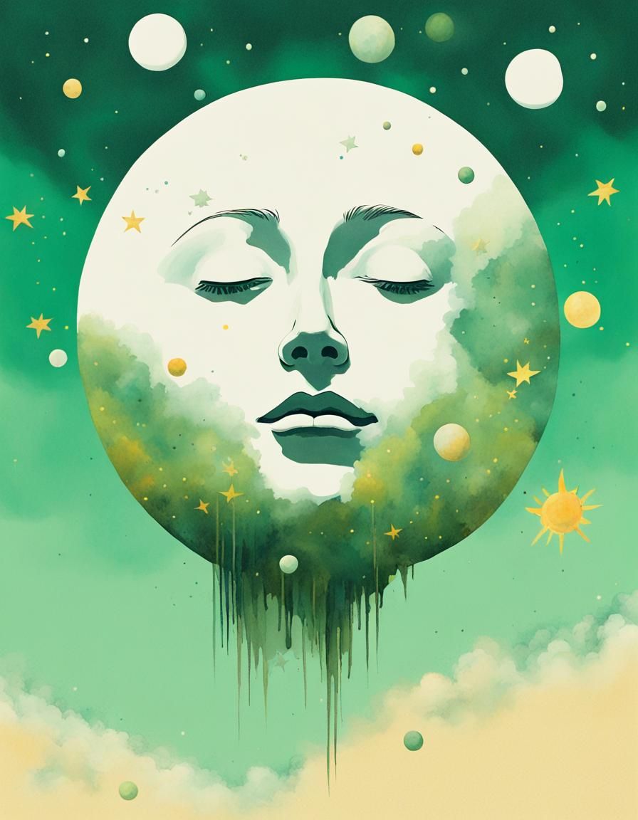 Surreal Sun Portrait in Abstract Avant-Garde Style