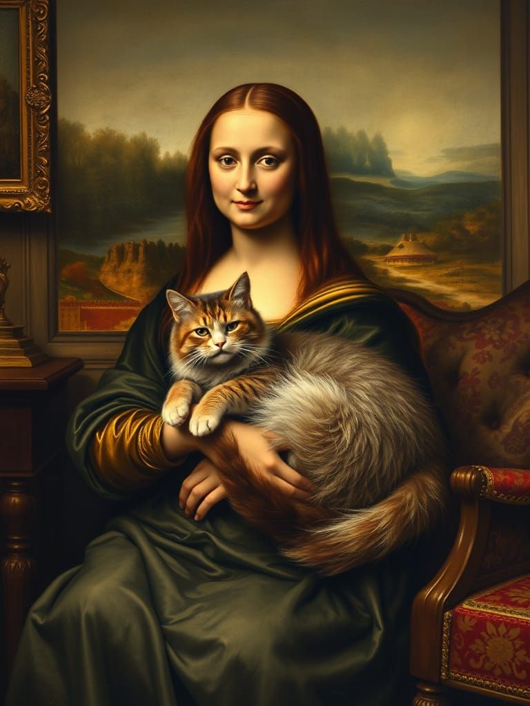 Mona Lisa with Cat in Renaissance Style