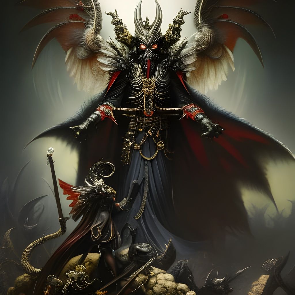 Grim Dark Lucifer Painting in Baptiste-Monge Style