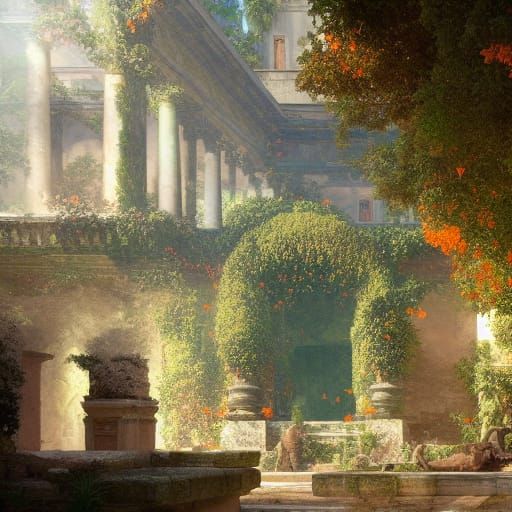 Hyperdetailed Roman Garden Concept Art