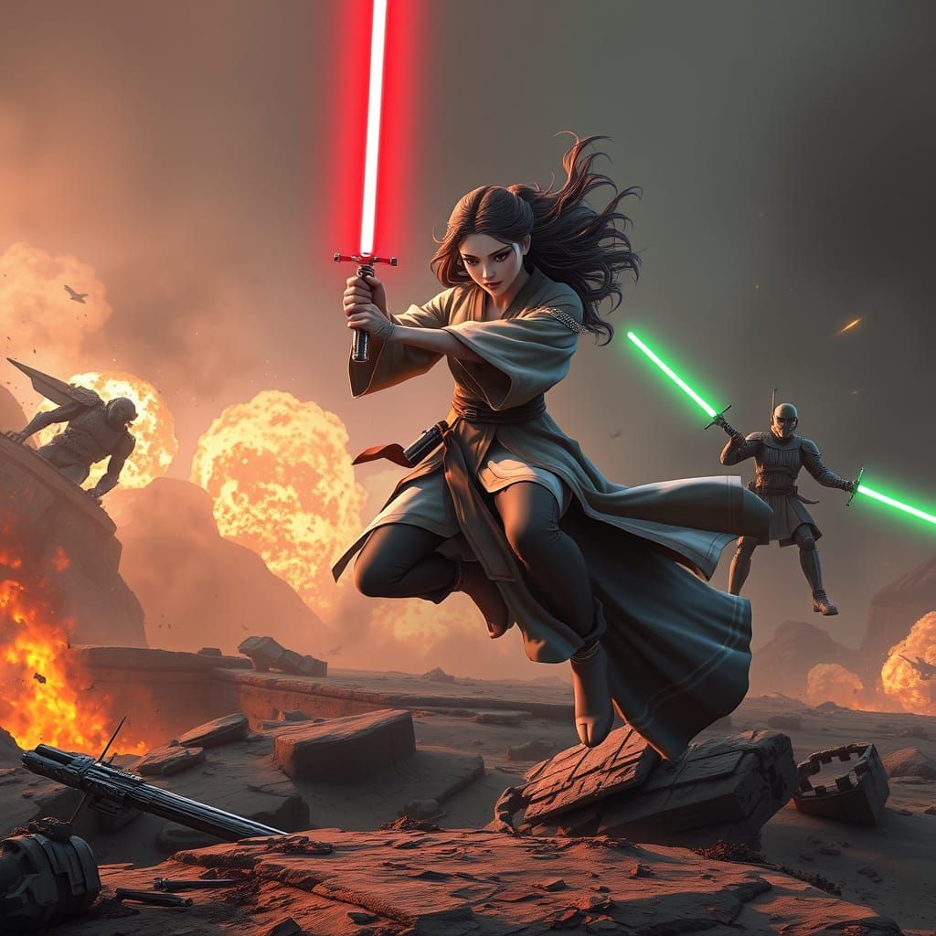 Jedi Warrior Defends Kashyyyk in Anime Style