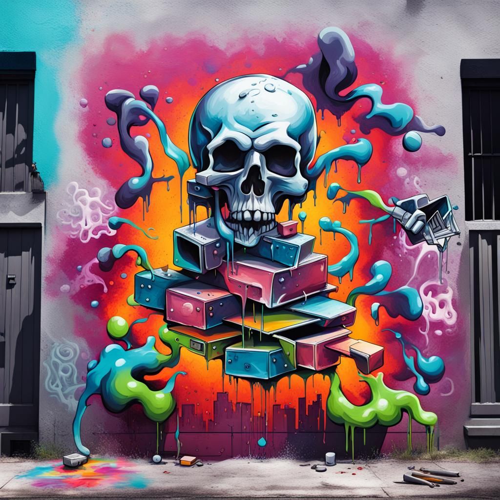 Anti-Vape School in Graffiti Splash Art Style