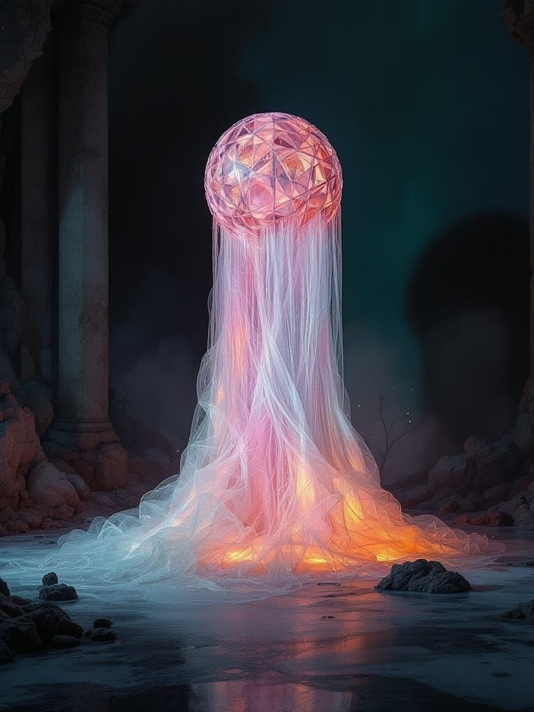 Surreal Bast-Fiber Sculpture in Chromoplastic Style