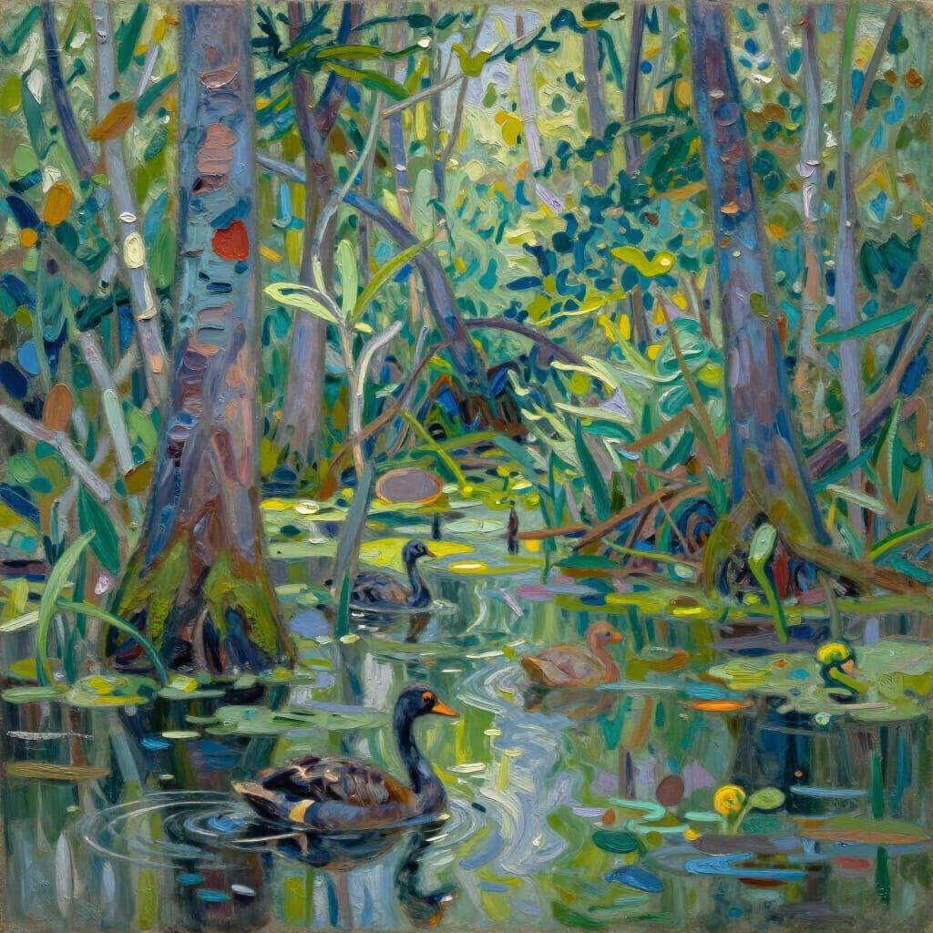 Vibrant Swamp Forest Teeming with Life