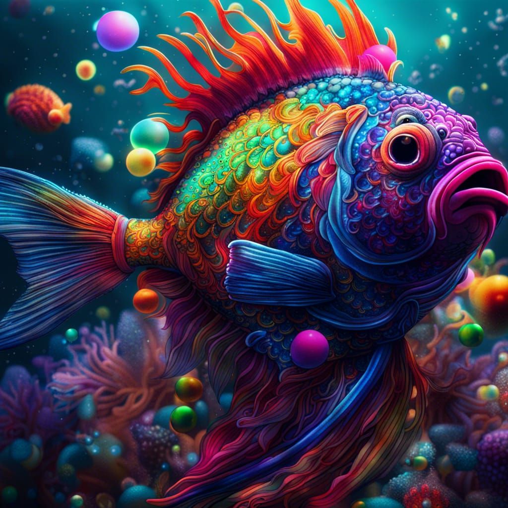 Neon Fish in a Rainbow Underwater Fantasy