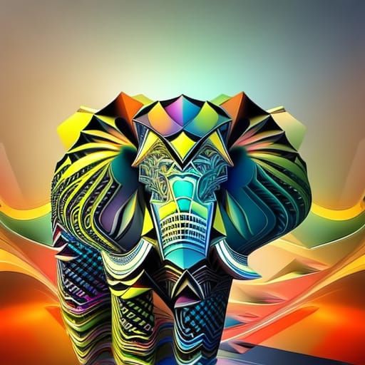 Abstract Fractal Elephant in Geometric Digital Art