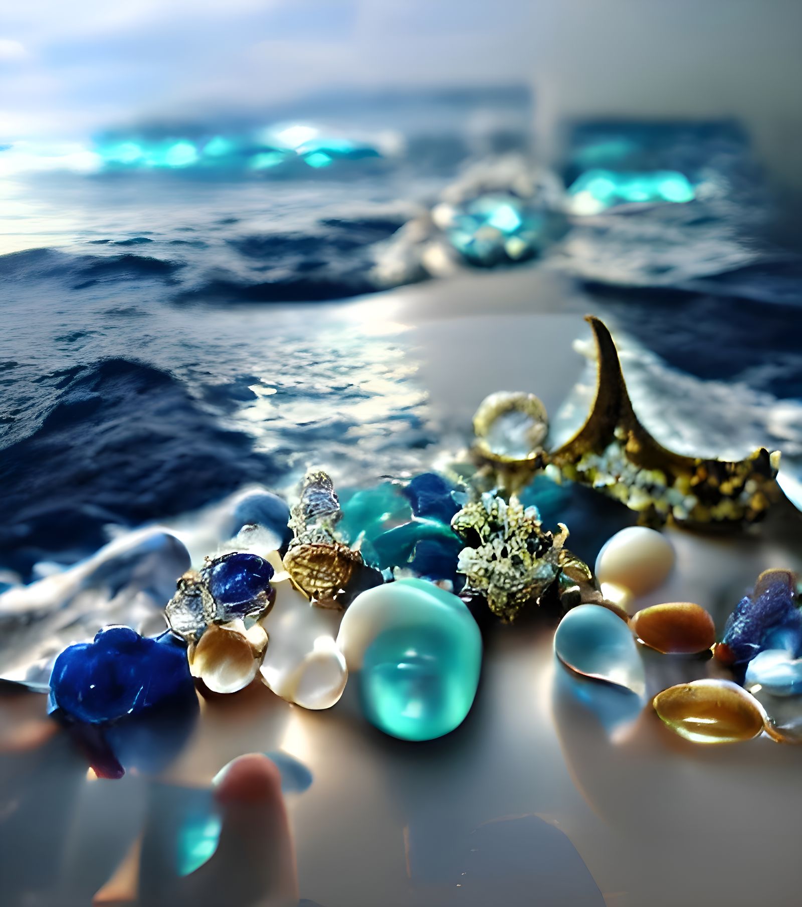 Ocean Adorned with Jewels: A Sparkling Seascape