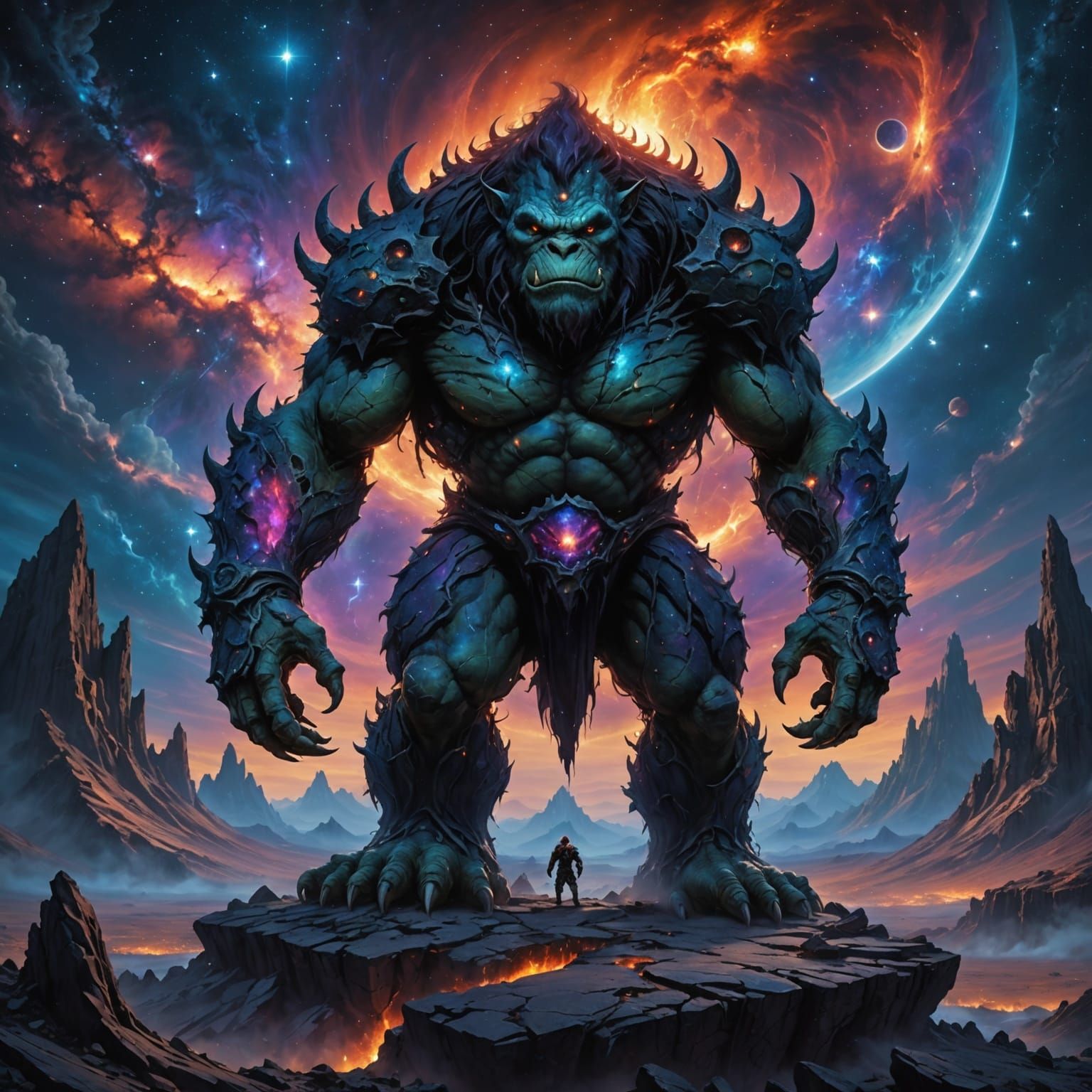A colossal, ancient troll, its skin like cracked obsidian an...