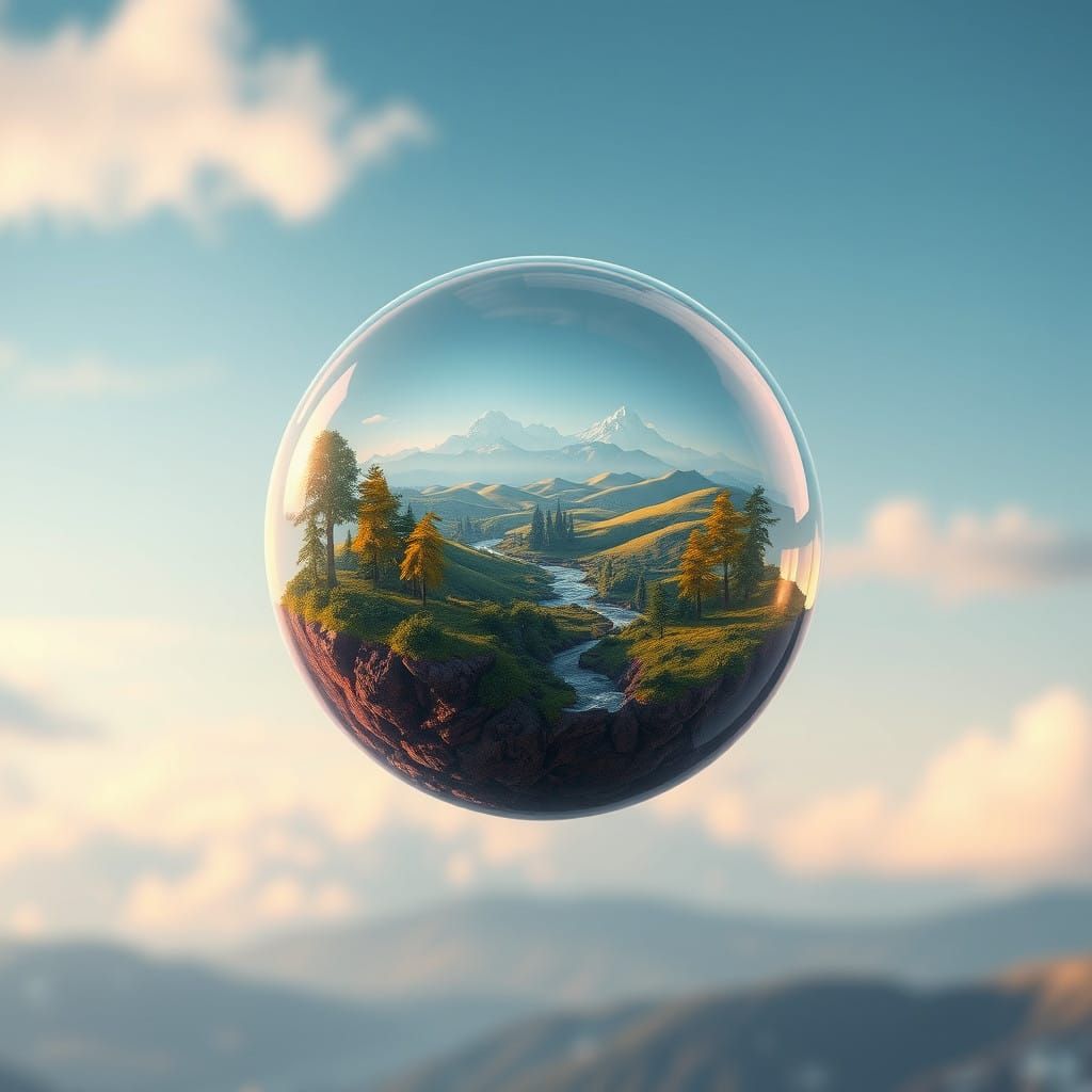 Enchanted Miniature World Within a Delicate Bubble