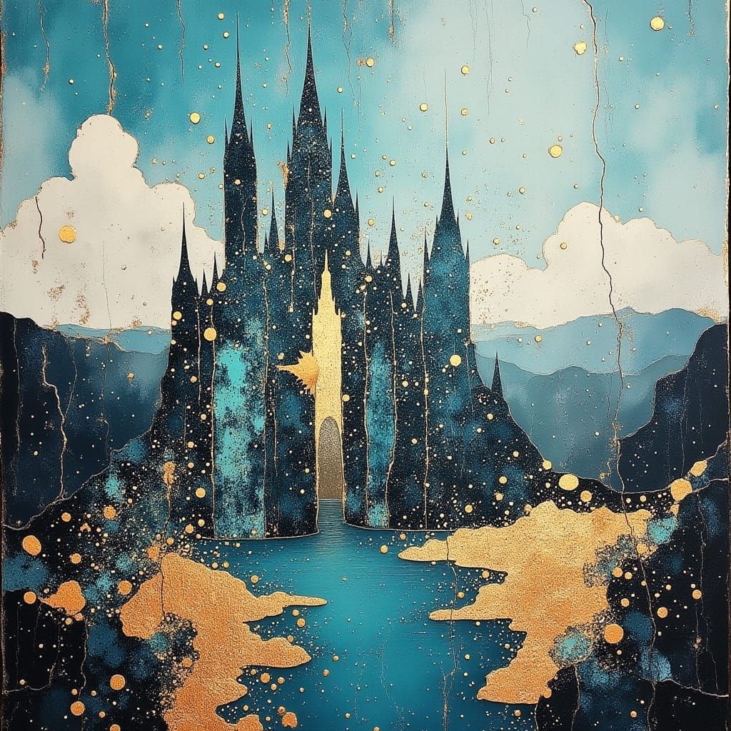 Ammolite Castle with Labradorite Moat