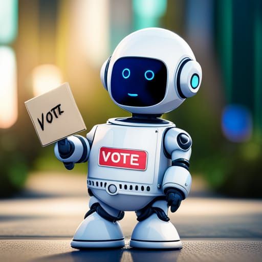 Cute Nao Robot Holding Vote Sign