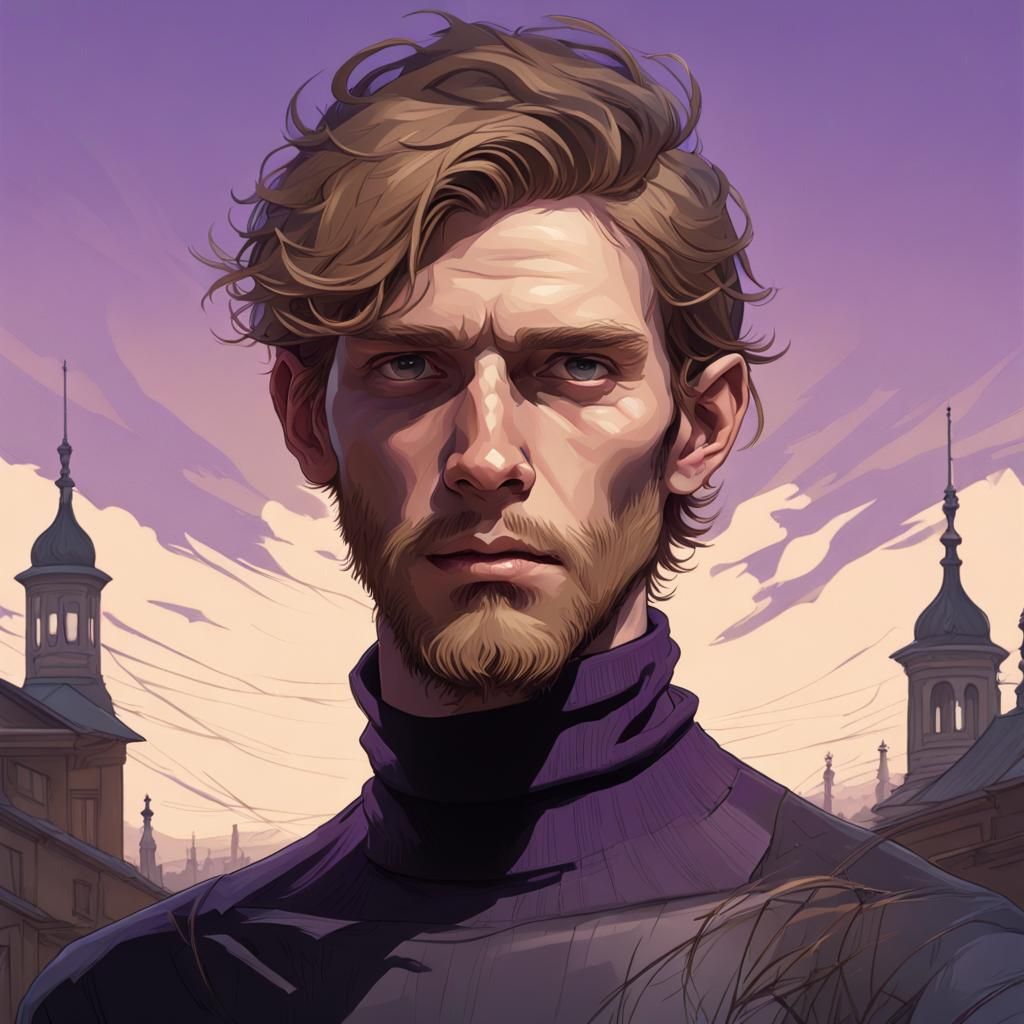 Malnourished Man Portrait by Rutkowski, Artgerm, and Mucha