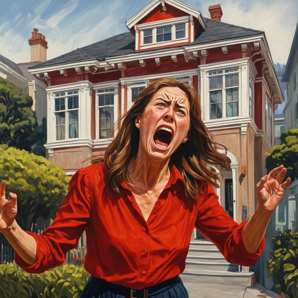 Expressive Painting of Woman Screaming in San Francisco