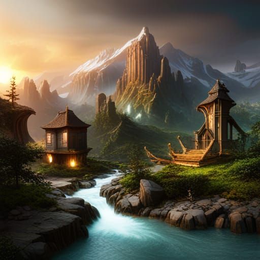 Fantastical Nature Scene in Detailed Matte Painting