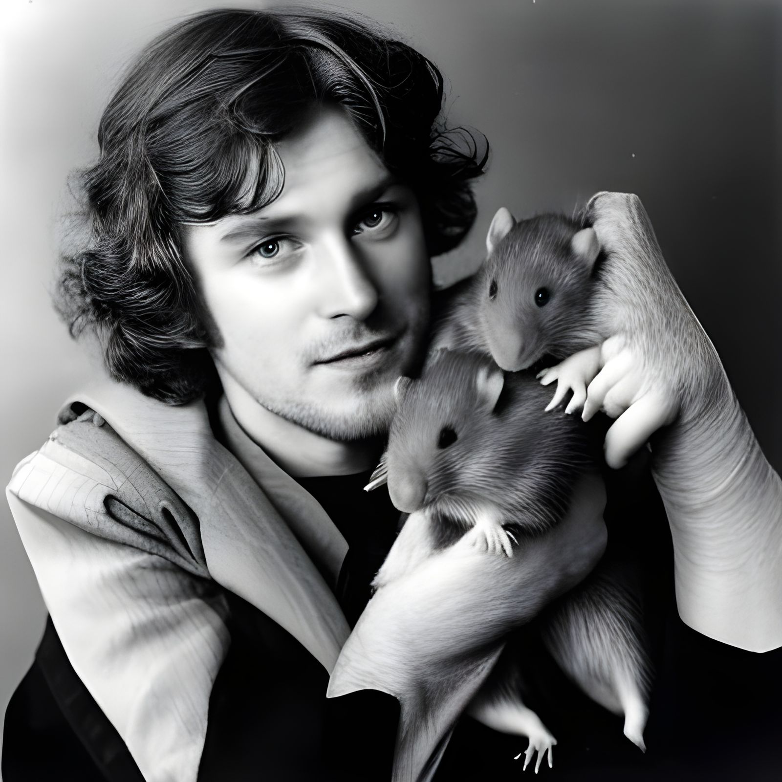 Man Surrounded by Many Pet Rats
